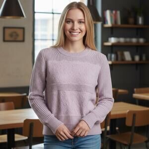 J.Crew Collection Crewneck Wool Lace Sweater Small Purple Chic Coquette Cozy